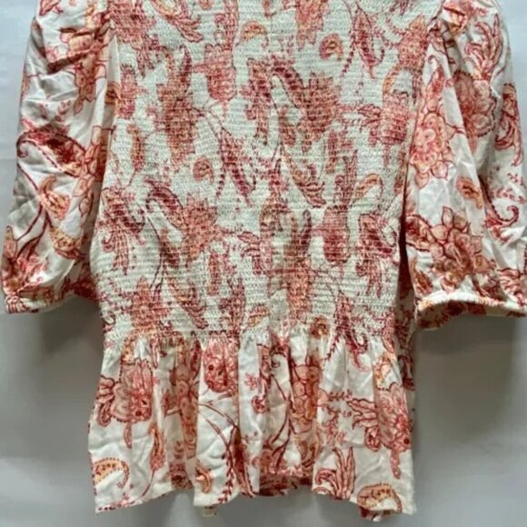 Express Brand Pheasant Style Short Sleeve Floral Print Blouse Ladies Large NWOT - Picture 6 of 12